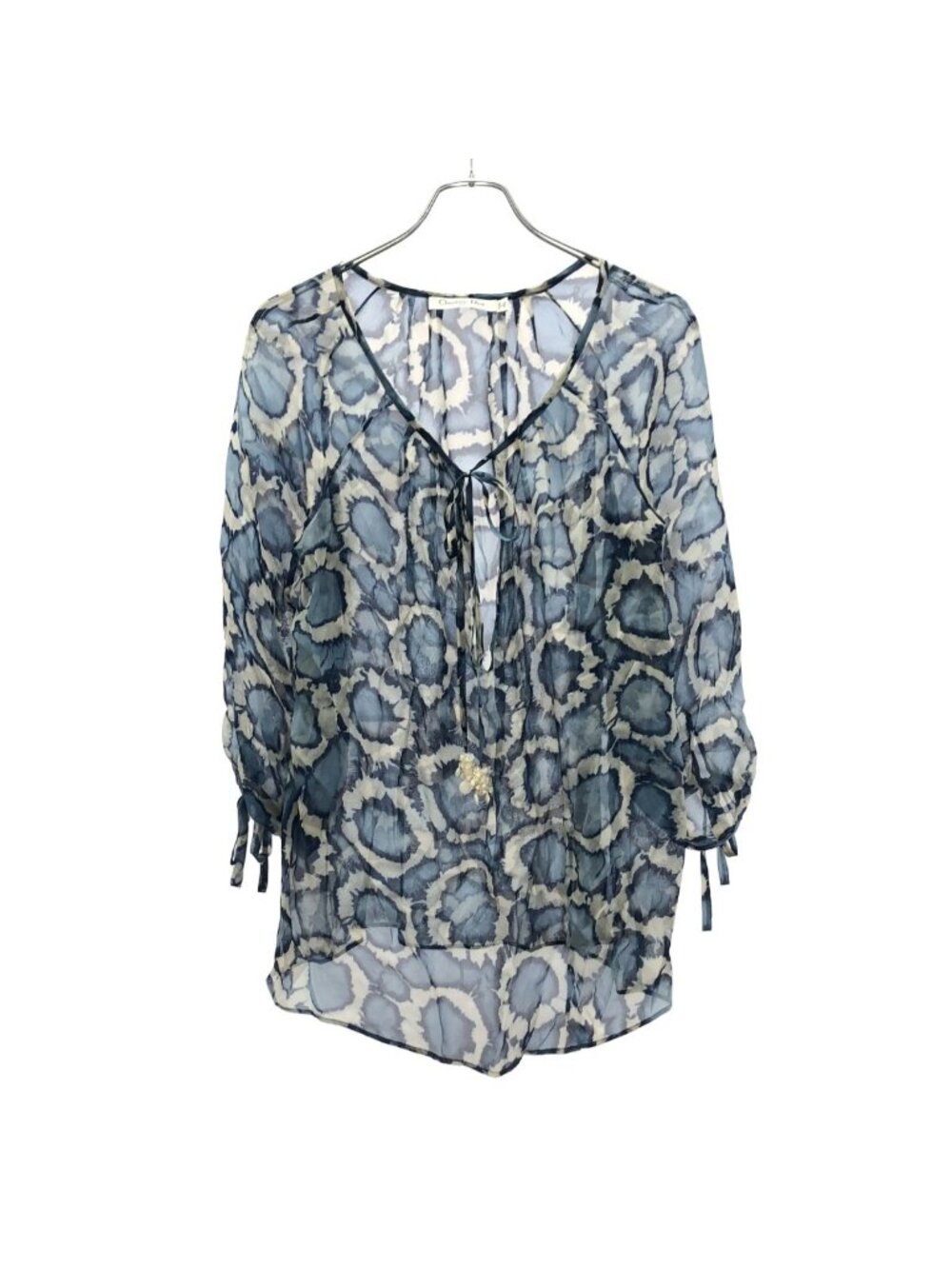 Dior Pullover Silk Blouse Top Blue Sweater